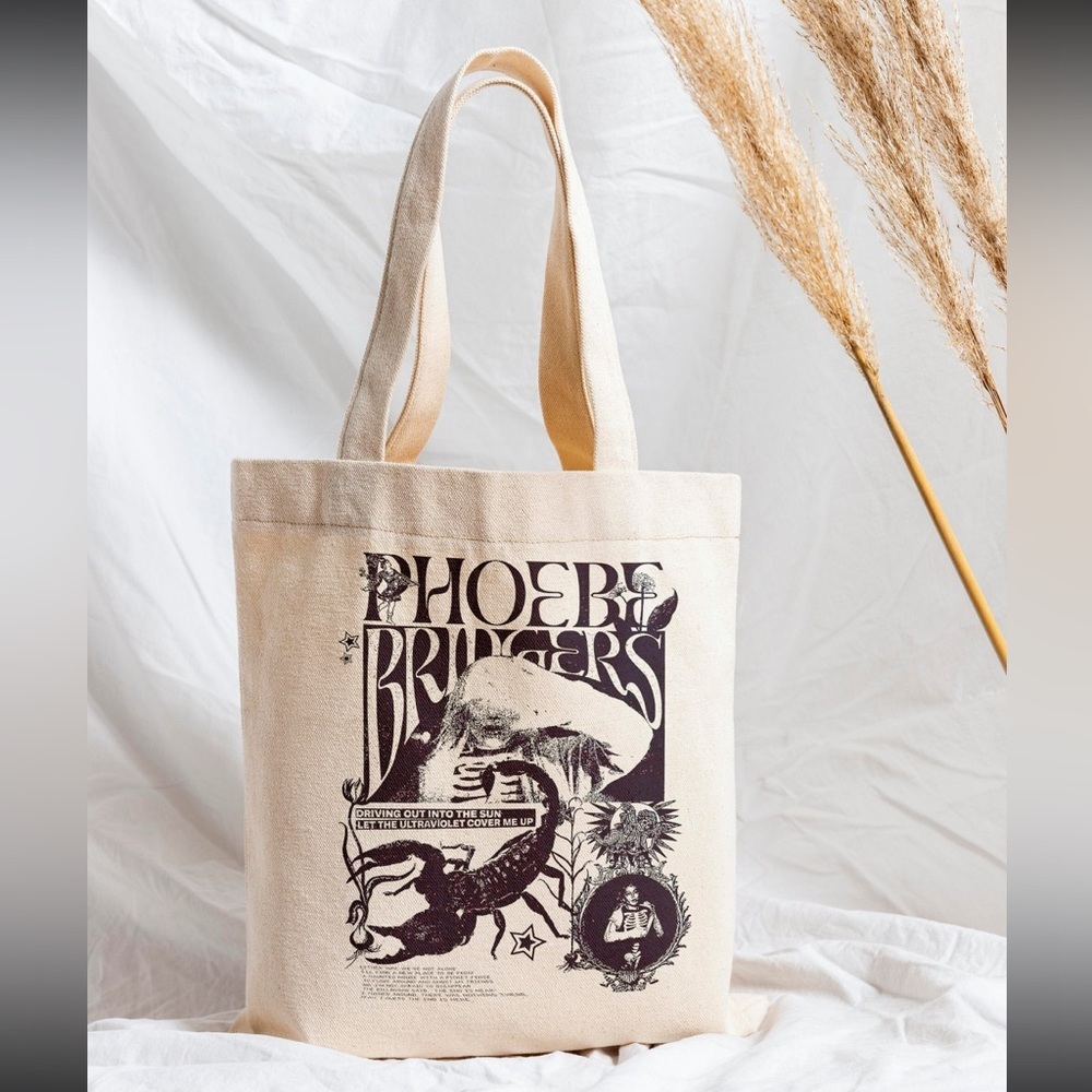 Phoebe Bridgers vintage concert canvas tote bag, brand new never used